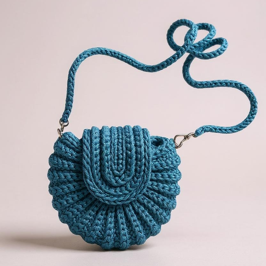 unusual funky round crochet crossbody handbag